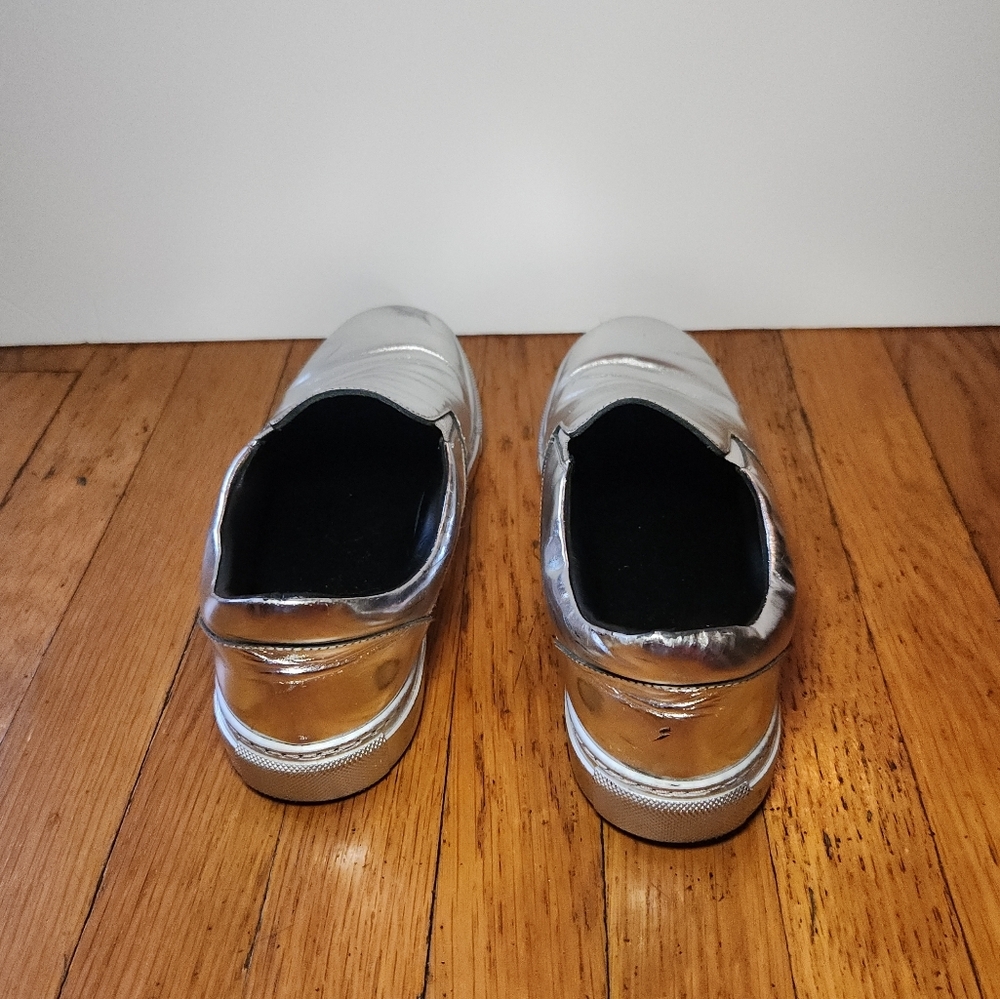 Vintage BALENCIAGA Y2K Silver Metallic Slip On Sneakers - Picture 9 of 14